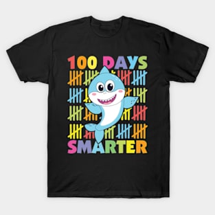 100th Day of School Teacher Cute Shark 100 Days Smarter T-Shirt